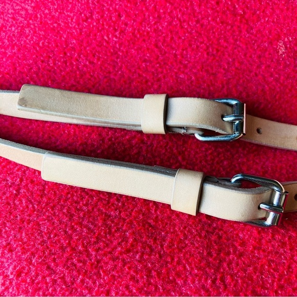 GARUGLIERI Leather Belt Made  in Italy Double Strand with O Rings Metal - Picture 6 of 7